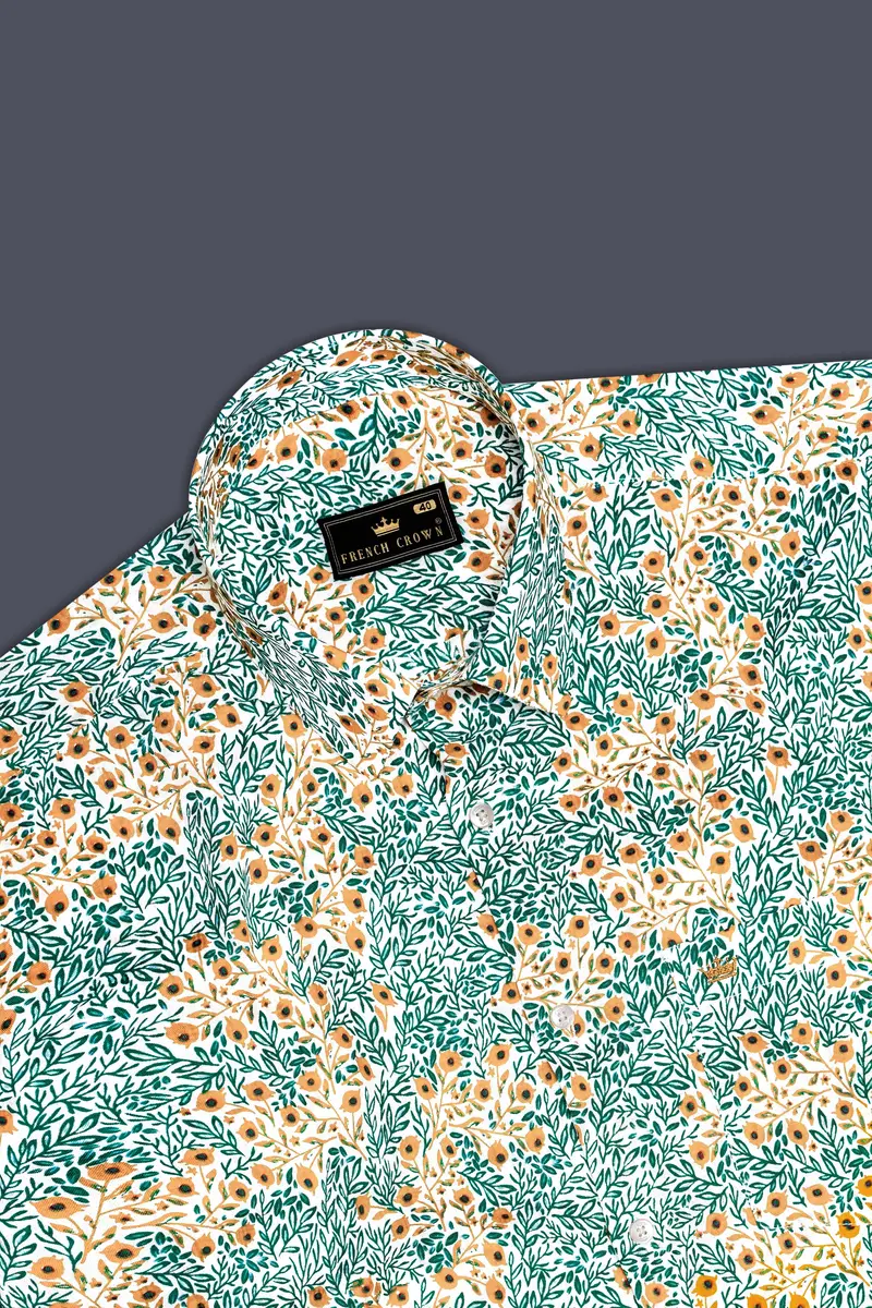Tropical Breeze-Cyan Green With Ditsy Printed Lightweight Premium Cotton Casual Shirt 5