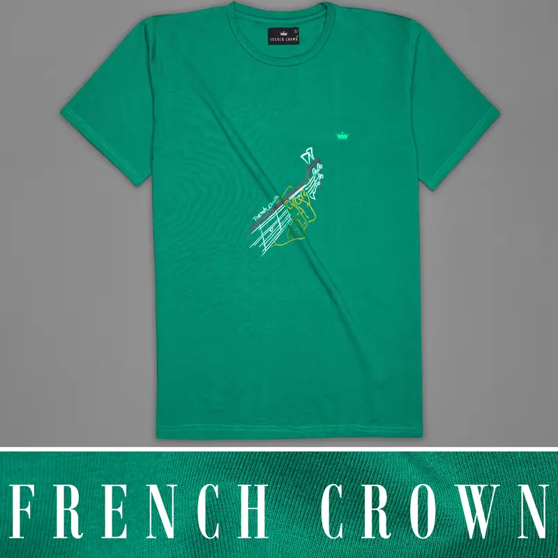 Tropical Green Hand Painted Premium Cotton T-Shirt 1