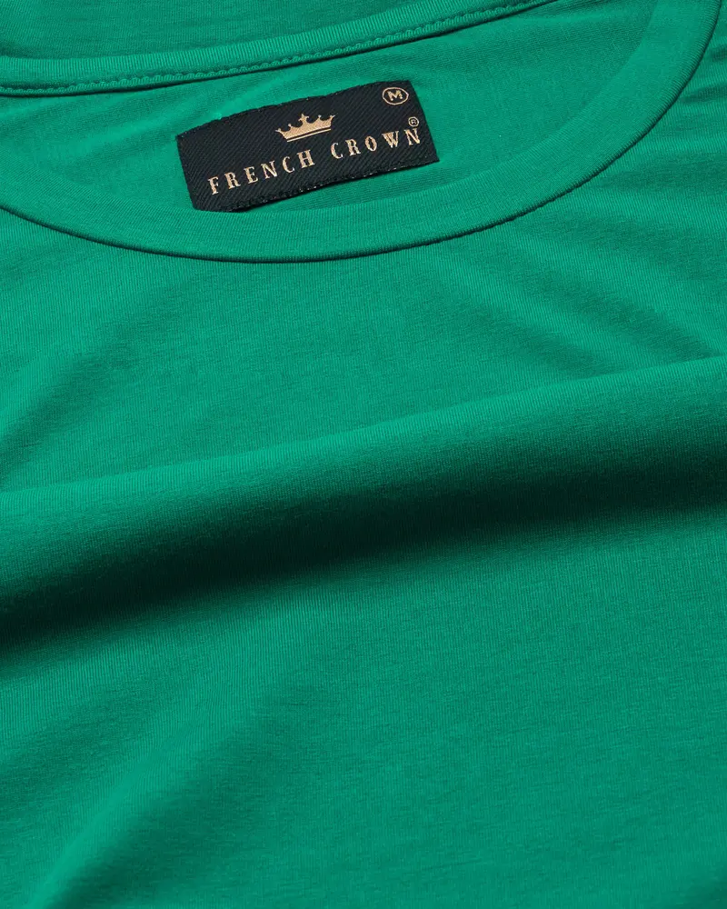 Tropical Green With Basketball Hand Painted Premium Cotton T-Shirt 5