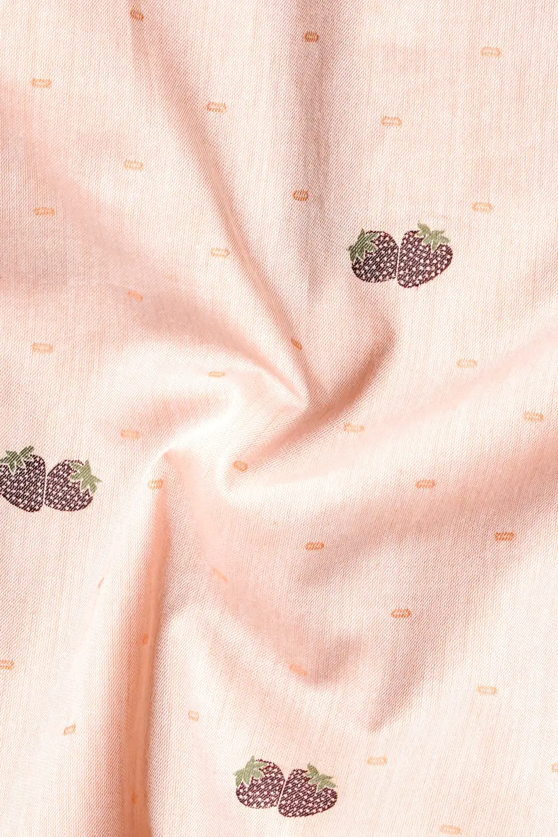 Tropical Harmony-Melon Peach Strawberry Butta Jacquard Textured Premium Cotton Dress Shirt 2