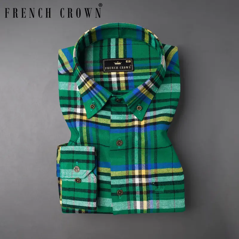 Tropical Rain Green Plaid Flannel Shirt 1