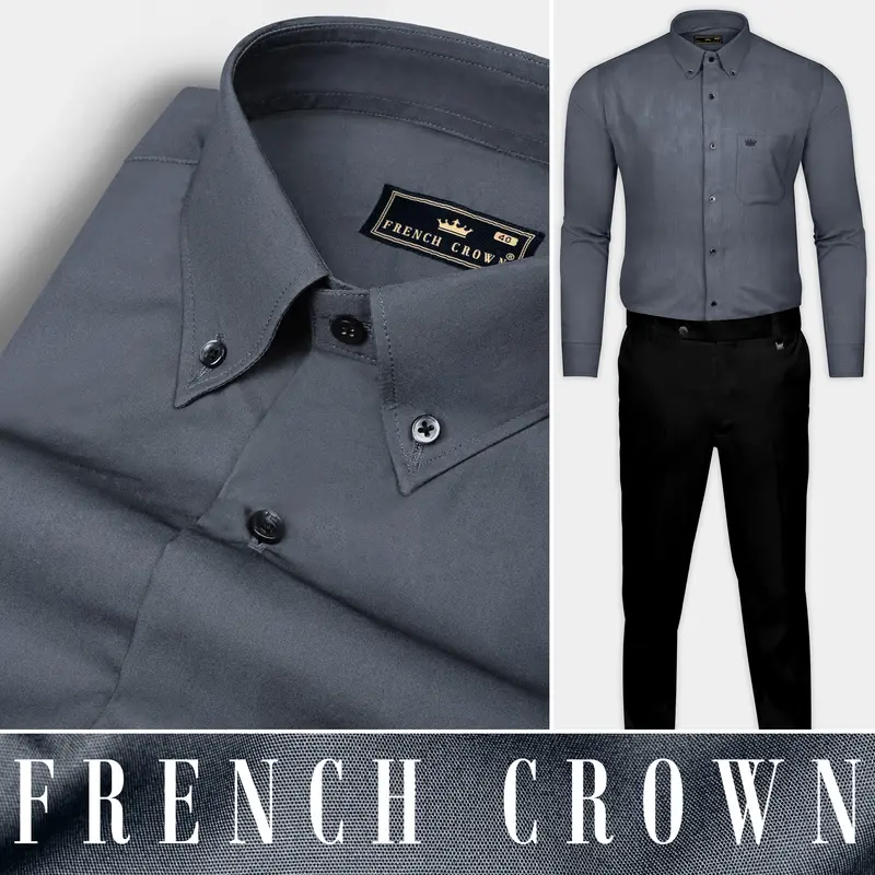 Trout Gray Oxford Cotton Shirt 10