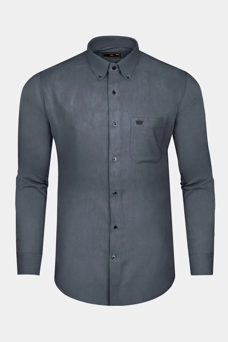Trout Gray Oxford Cotton Shirt 4