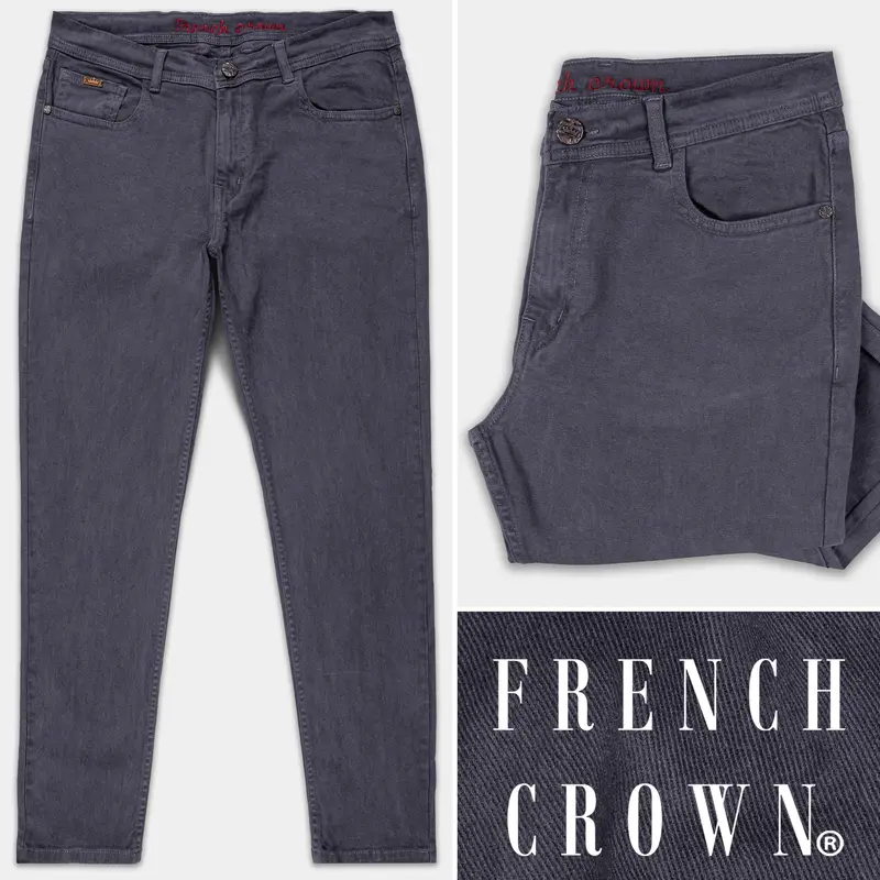 Trout Gray Slim Fit Clean Look Stretchable Denim 1