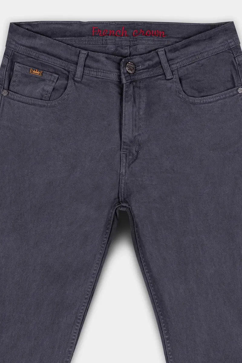 Trout Gray Slim Fit Clean Look Stretchable Denim 4