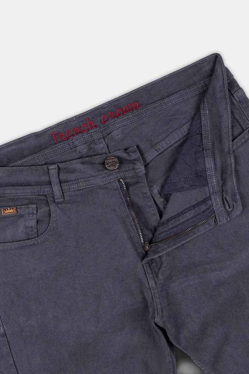 Trout Gray Slim Fit Clean Look Stretchable Denim 6