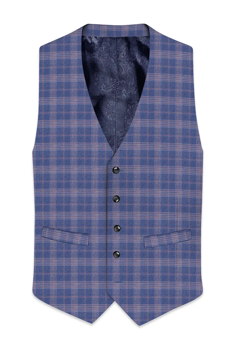 Trout Gray Super Fine Checkered Wool Rich Waistcoat 2