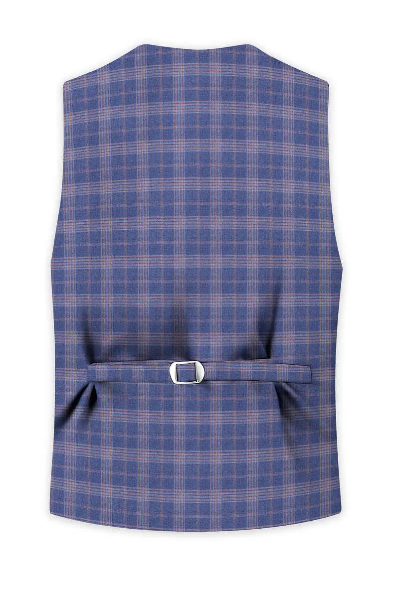 Trout Gray Super Fine Checkered Wool Rich Waistcoat 4