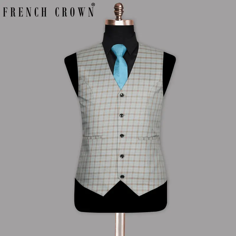 Trout Grey Checked Wool Rich Waistcoat 1