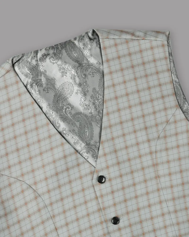 Trout Grey Checked Wool Rich Waistcoat 4