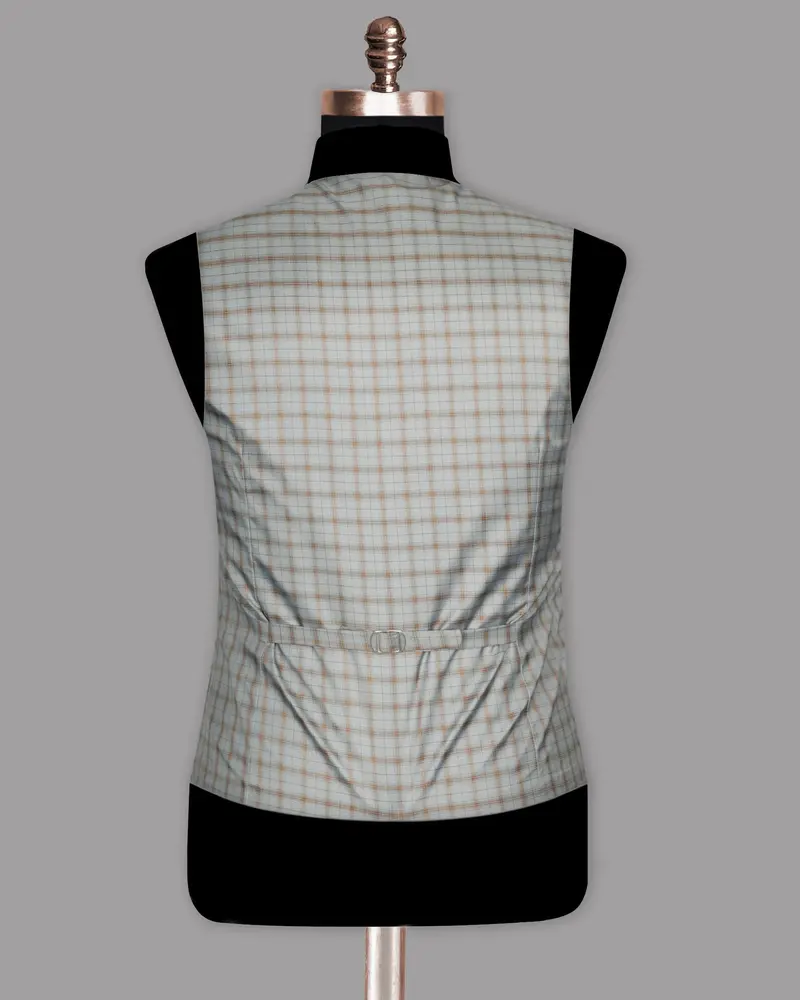 Trout Grey Checked Wool Rich Waistcoat 6