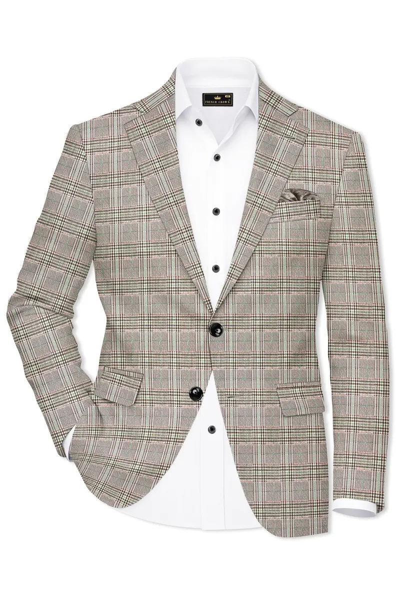 Truffle-Cafe Noir Brown Plaid Wool Rich Single Breasted Blazer 2