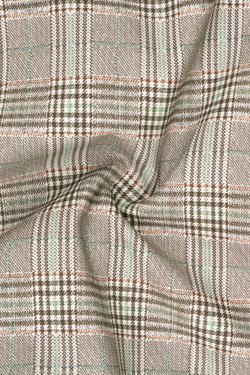 Truffle-Cafe Noir Brown Plaid Wool Rich Single Breasted Blazer 3