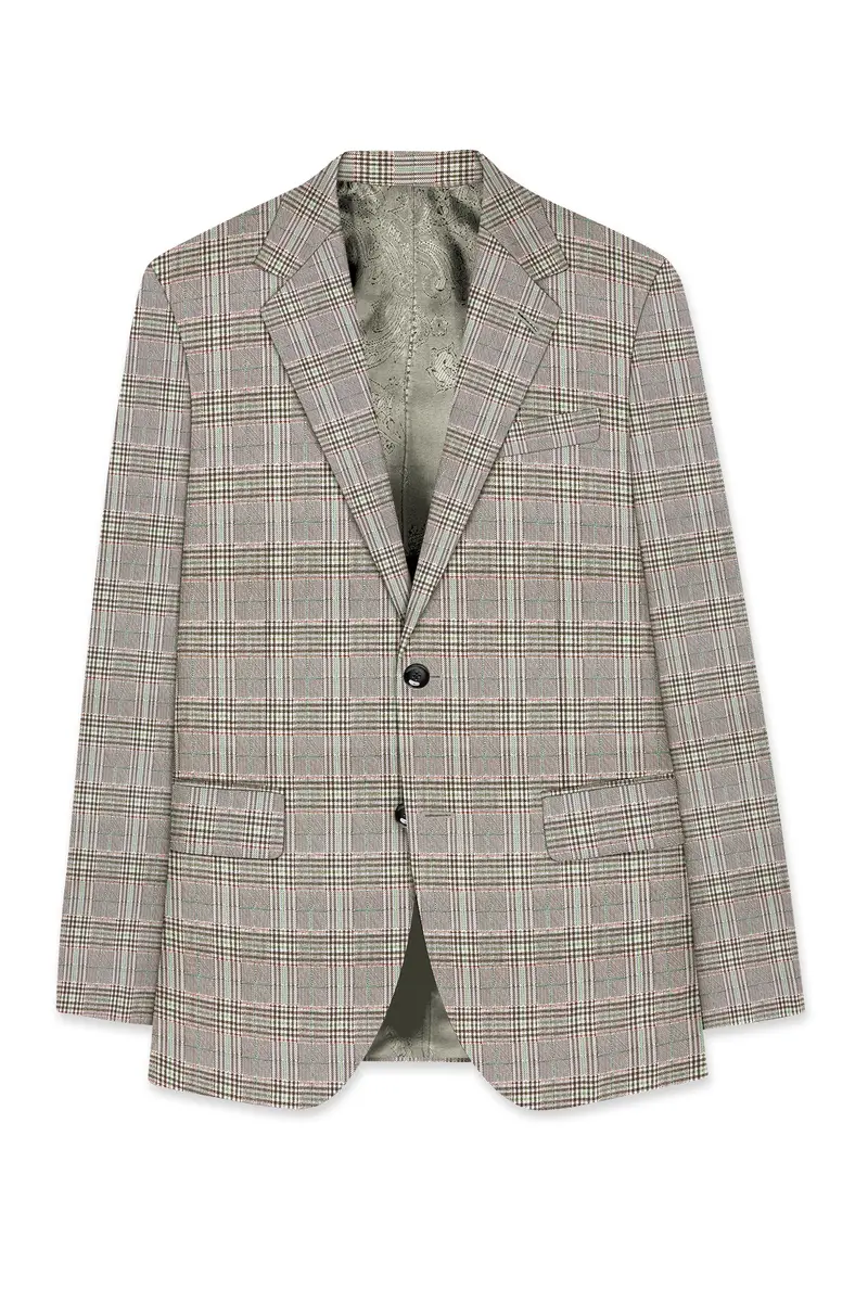 Truffle-Cafe Noir Brown Plaid Wool Rich Single Breasted Blazer 7