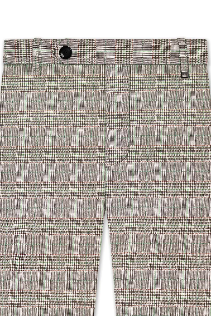 Truffle-Cafe Noir Brown Plaid Wool Rich Single Breasted Suit 12