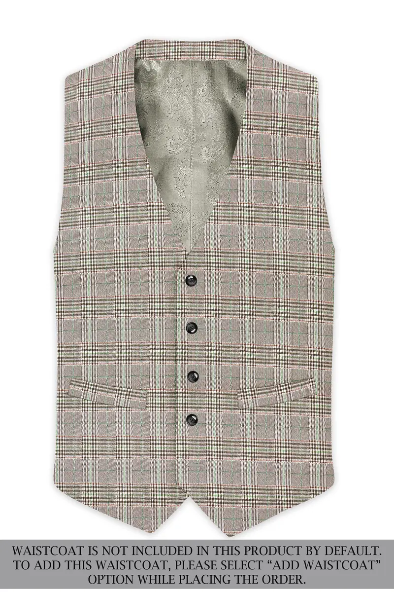 Truffle-Cafe Noir Brown Plaid Wool Rich Single Breasted Suit 16