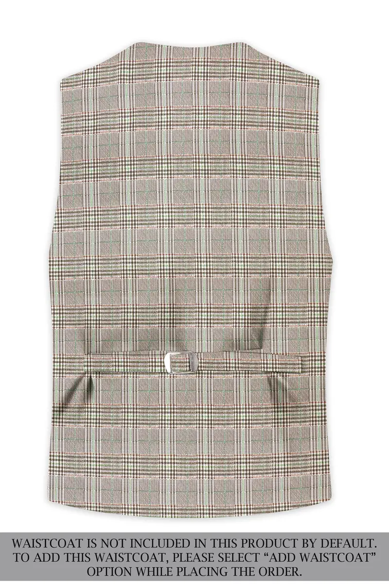 Truffle-Cafe Noir Brown Plaid Wool Rich Single Breasted Suit 17