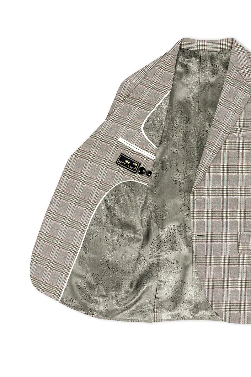 Truffle-Cafe Noir Brown Plaid Wool Rich Single Breasted Suit 6