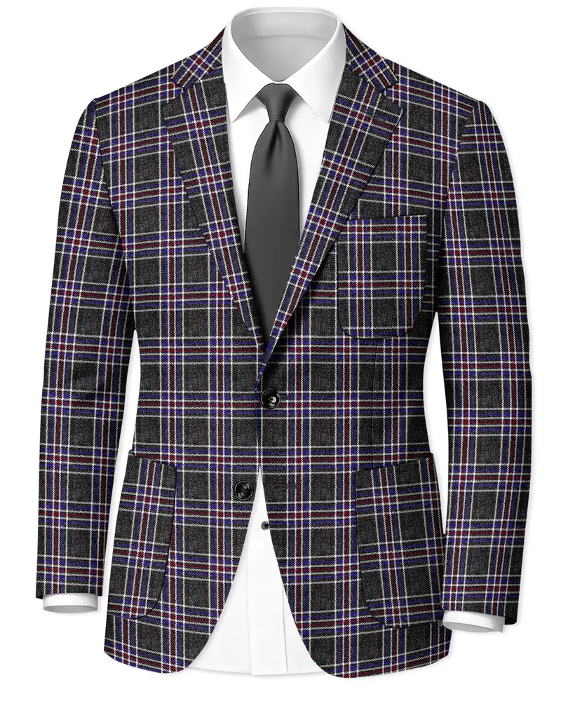 Tuatara Gray Multicolour Plaid Tweed Blazer 1