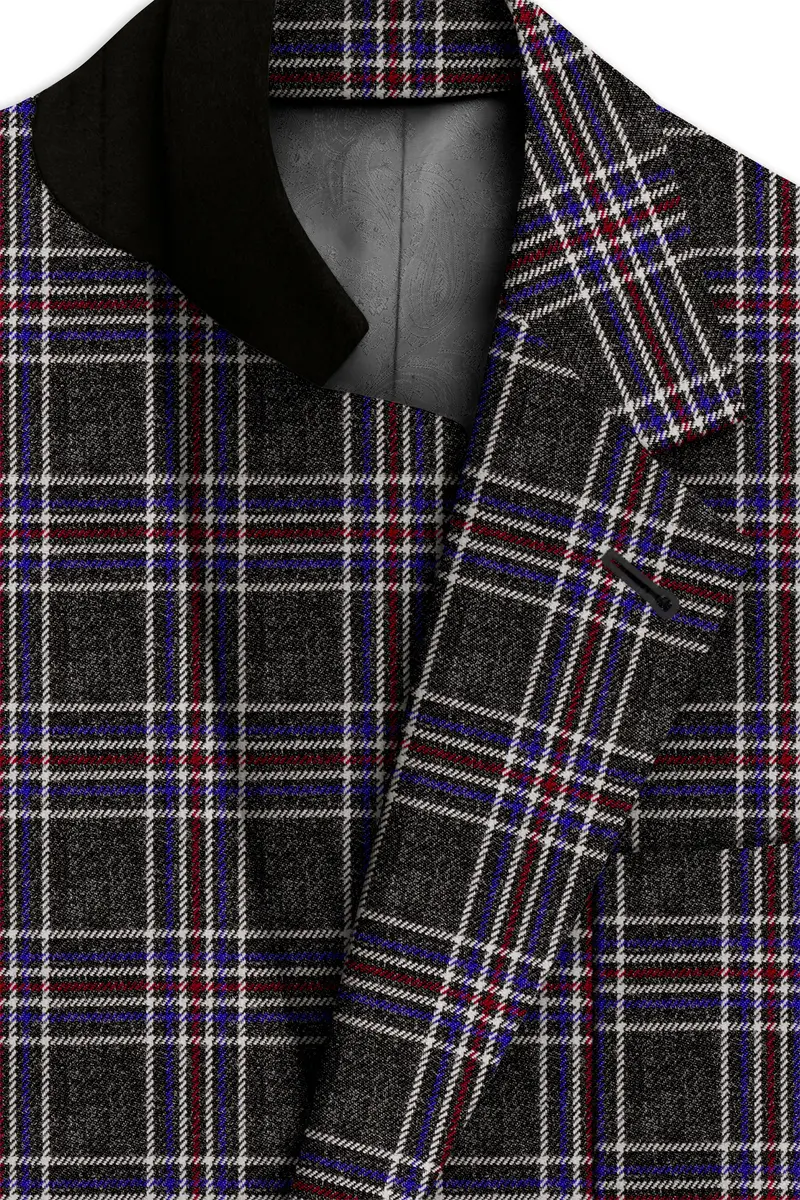 Tuatara Gray Multicolour Plaid Tweed Blazer 4
