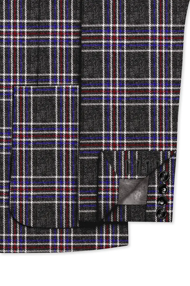 Tuatara Gray Multicolour Plaid Tweed Blazer 6