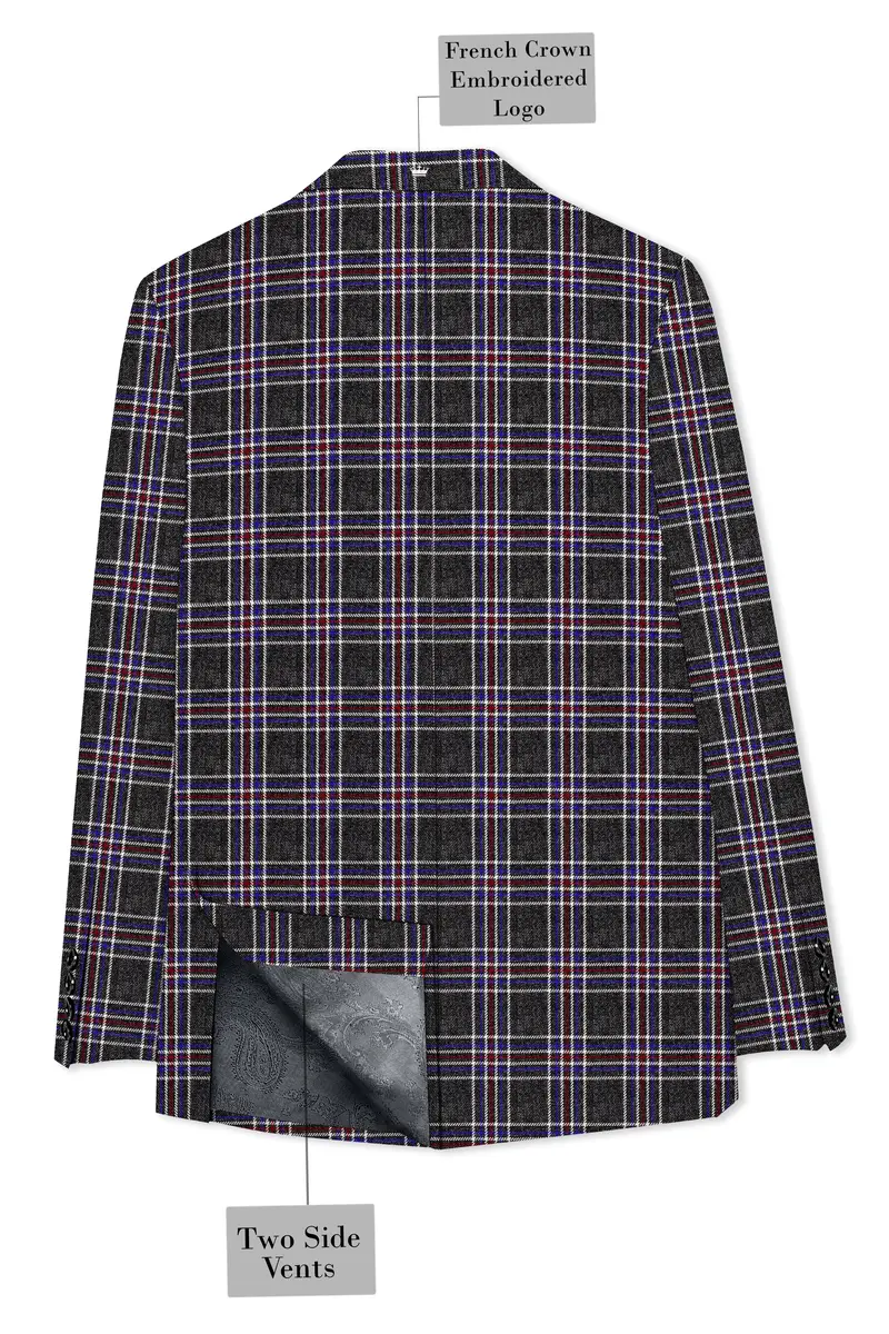 Tuatara Gray Multicolour Plaid Tweed Blazer 8