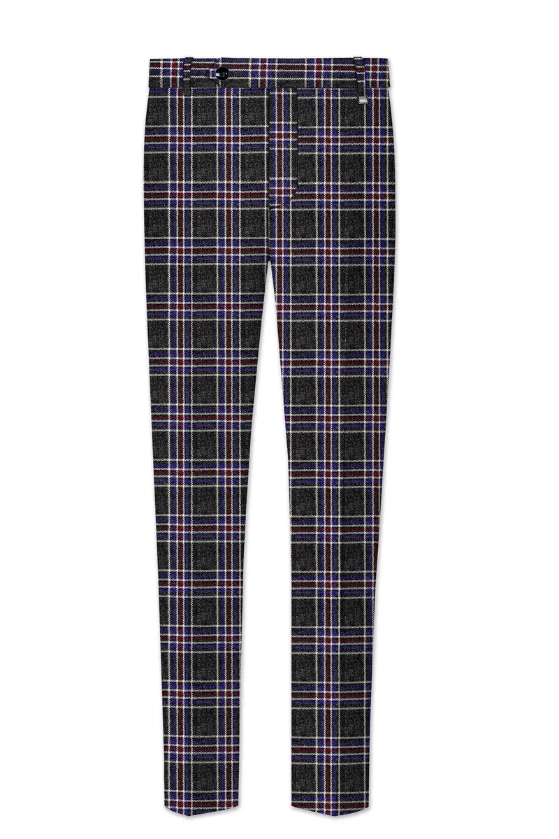 Tuatara Gray Multicolour Plaid Tweed Pant 2