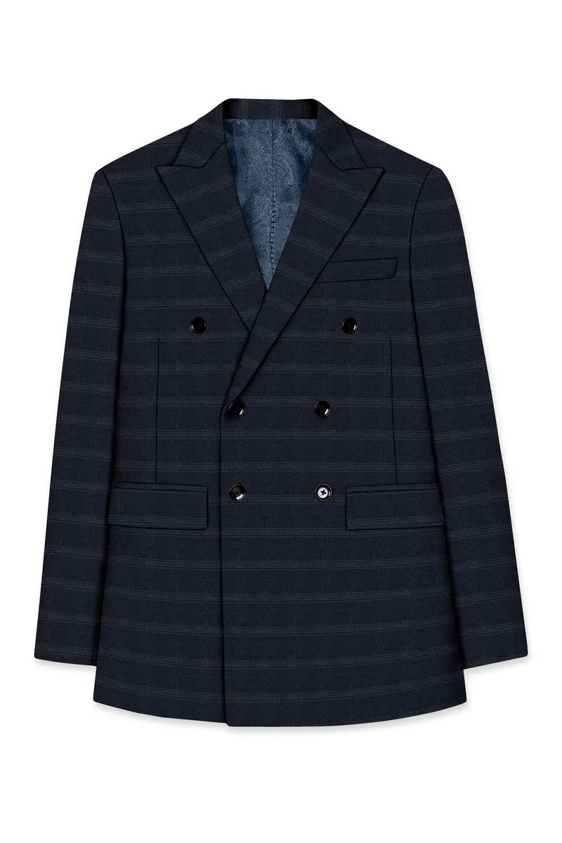 Tuatara Gray Plaid Double Breasted Blazer 7