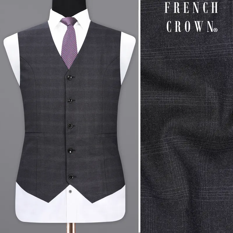 Tuatara Gray Plaid Waistcoat 1