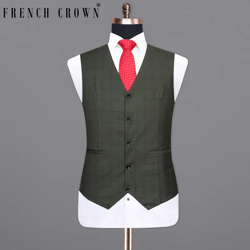Tuatara Green Plaid Waistcoat 1