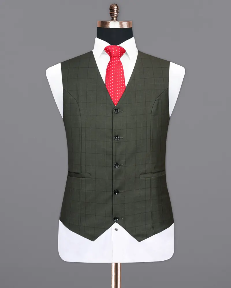 Tuatara Green Plaid Waistcoat 2