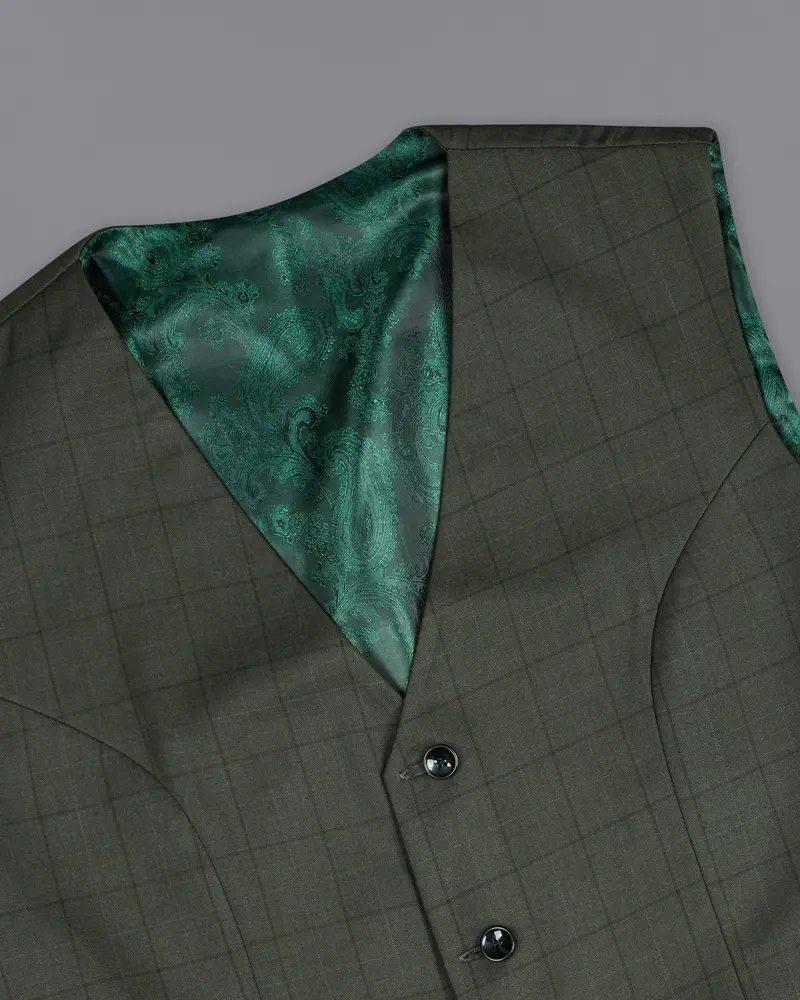 Tuatara Green Plaid Waistcoat 4