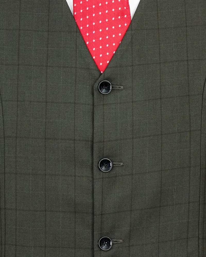 Tuatara Green Plaid Waistcoat 5