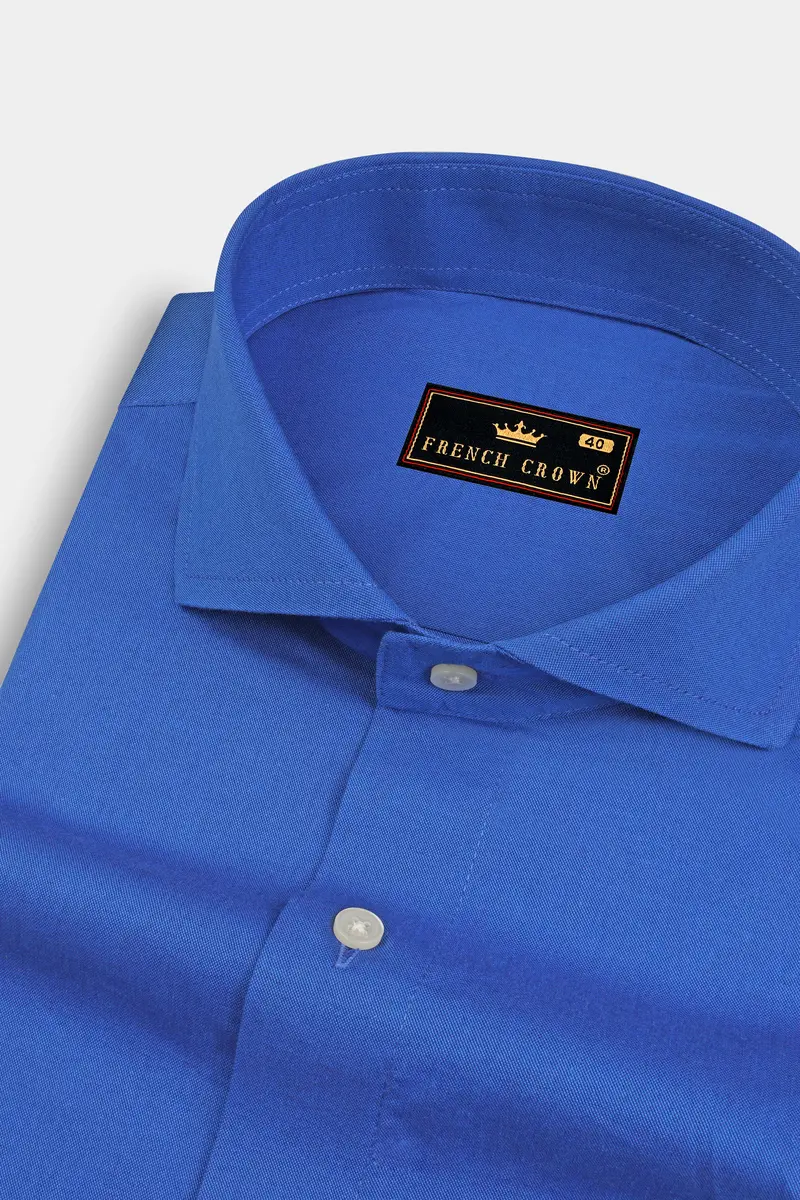 Tufts Blue Solid Royal Oxford Premium Cotton Shirt 1