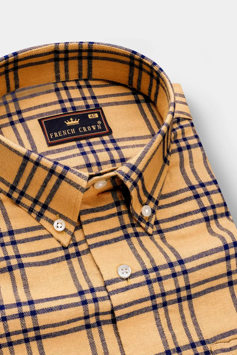 Tumbleweed Brown With Midnight Blue Twill Plaid Premium Cotton Shirt 2