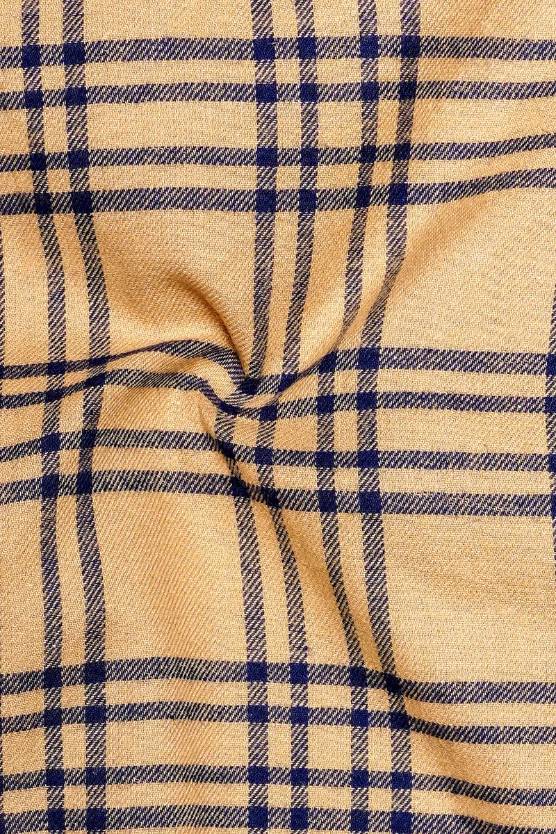 Tumbleweed Brown With Midnight Blue Twill Plaid Premium Cotton Shirt 3