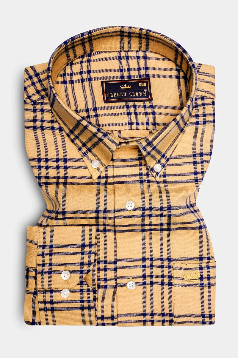 Tumbleweed Brown With Midnight Blue Twill Plaid Premium Cotton Shirt 4