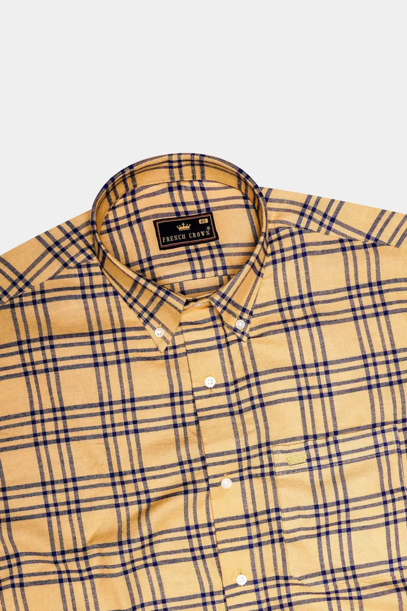 Tumbleweed Brown With Midnight Blue Twill Plaid Premium Cotton Shirt 5