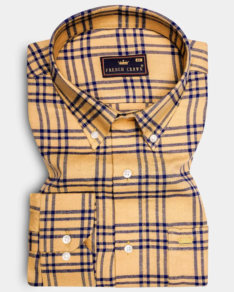 Tumbleweed Brown With Midnight Blue Twill Plaid Premium Cotton Shirt 6