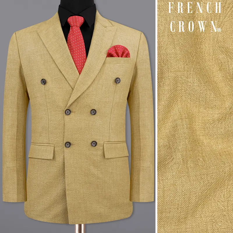 Tumbleweed Matt Gold Embossed Chintz Textured Double Breasted Blazer 1