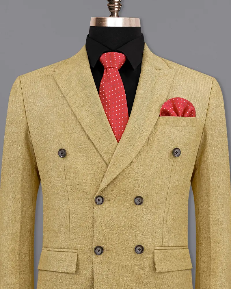 Tumbleweed Matt Gold Embossed Chintz Textured Double Breasted Blazer 2