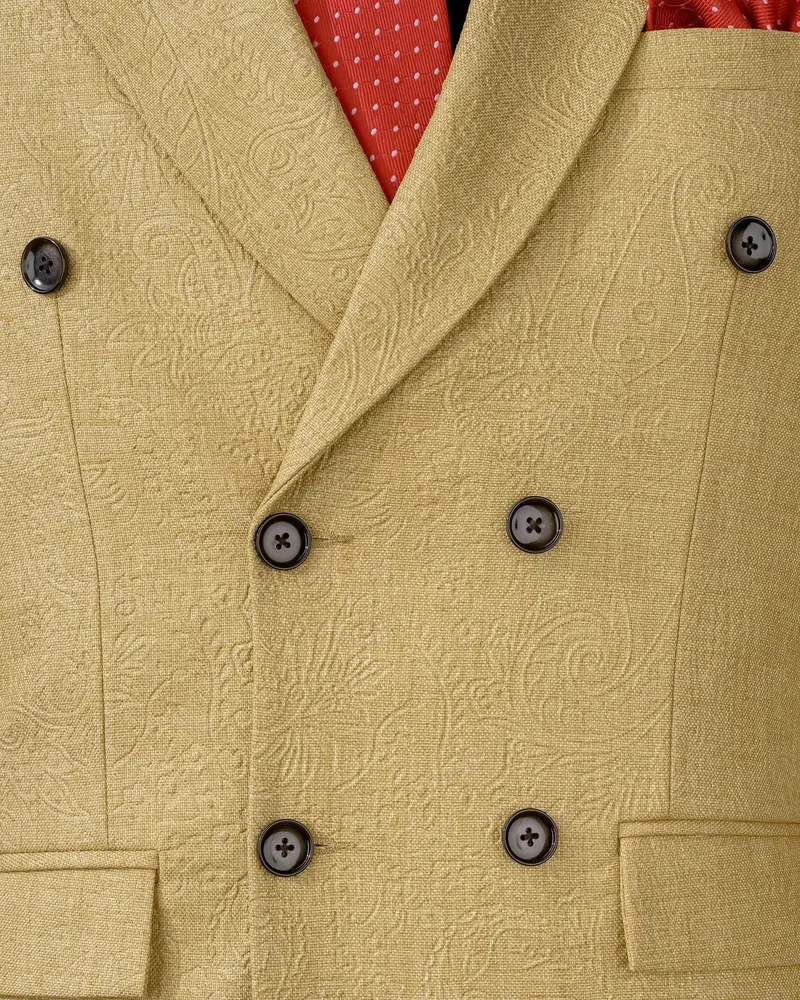 Tumbleweed Matt Gold Embossed Chintz Textured Double Breasted Blazer 4