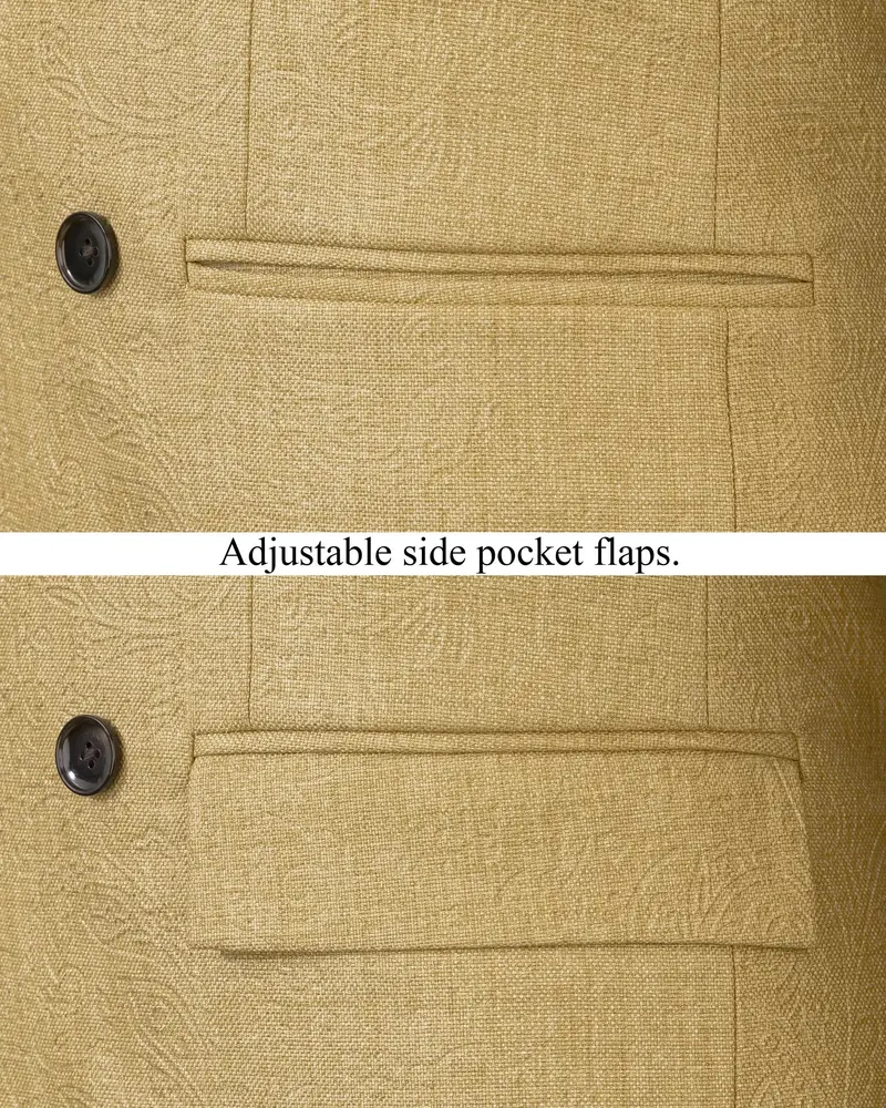 Tumbleweed Matt Gold Embossed Chintz Textured Double Breasted Blazer 5