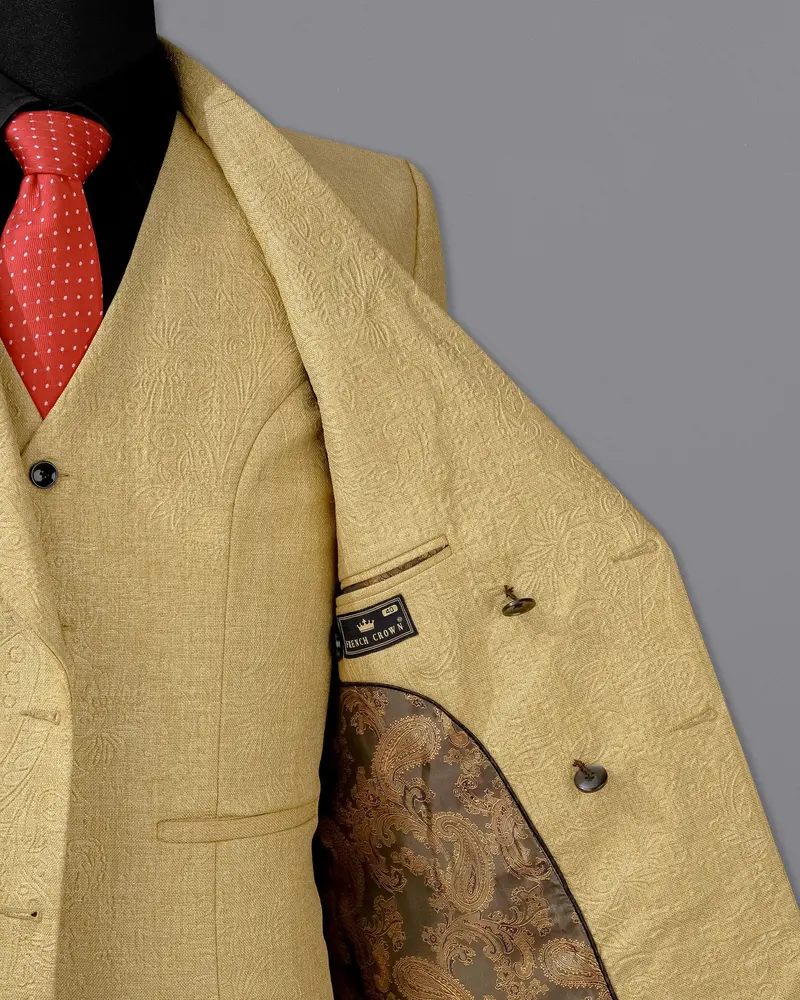 Tumbleweed Matt Gold Embossed Chintz Textured Double Breasted Blazer 7