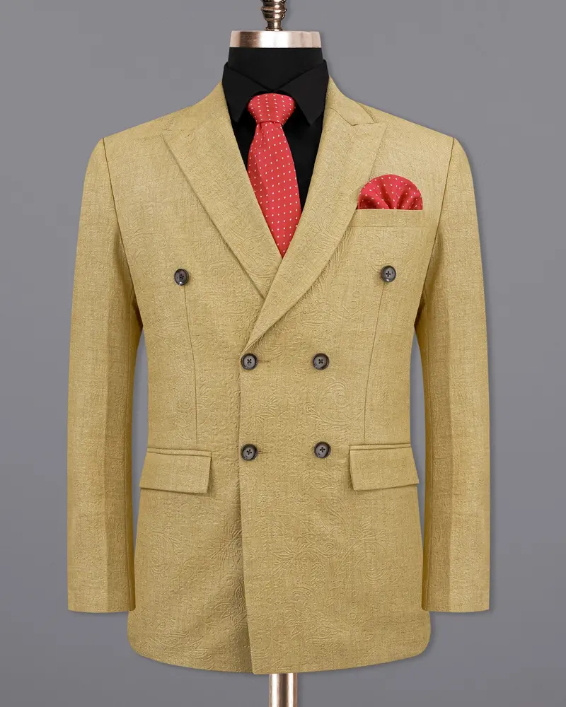 Tumbleweed Matt Gold Embossed Chintz Textured Double Breasted Blazer 8