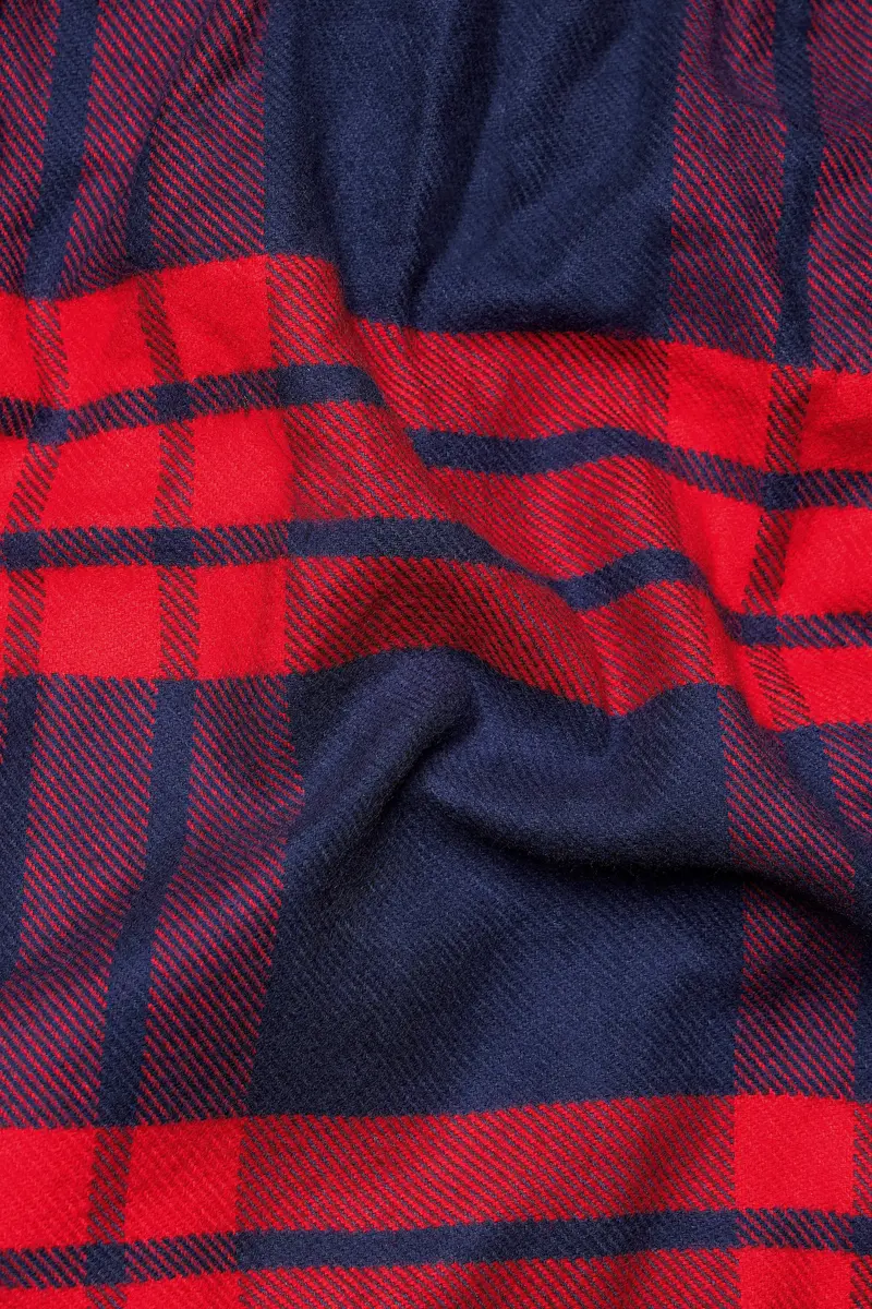 Tuna Blue And Crimson Red Checkered Flannel Bomber Jacket 3