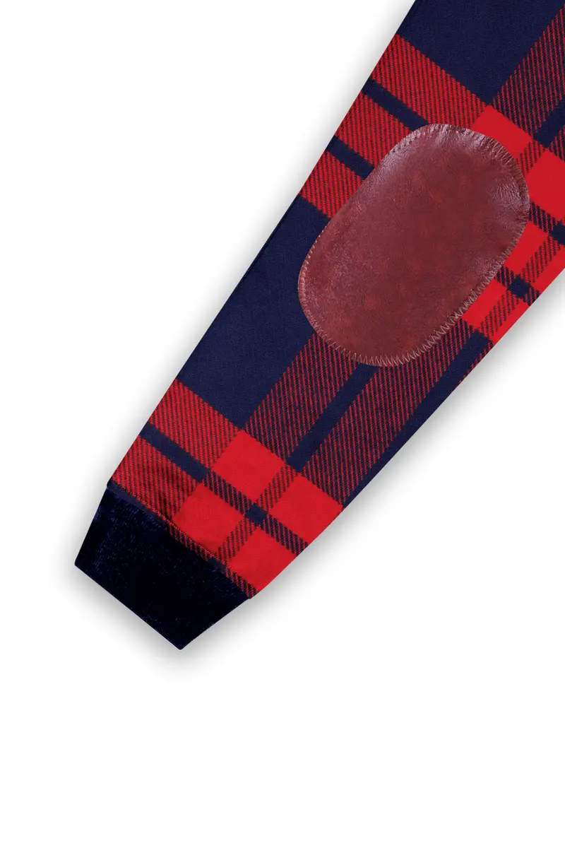 Tuna Blue And Crimson Red Checkered Flannel Bomber Jacket 6