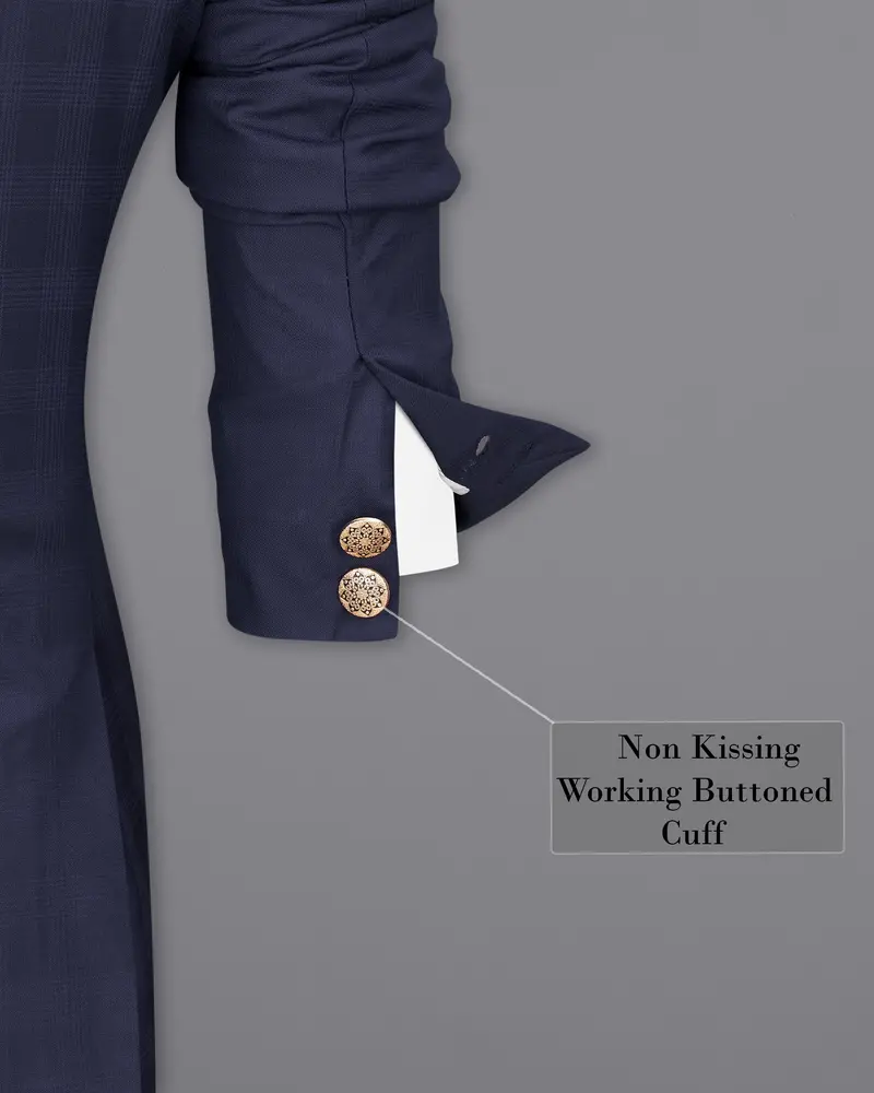 Tuna Blue Cross Placket Bandhgala Blazer 10
