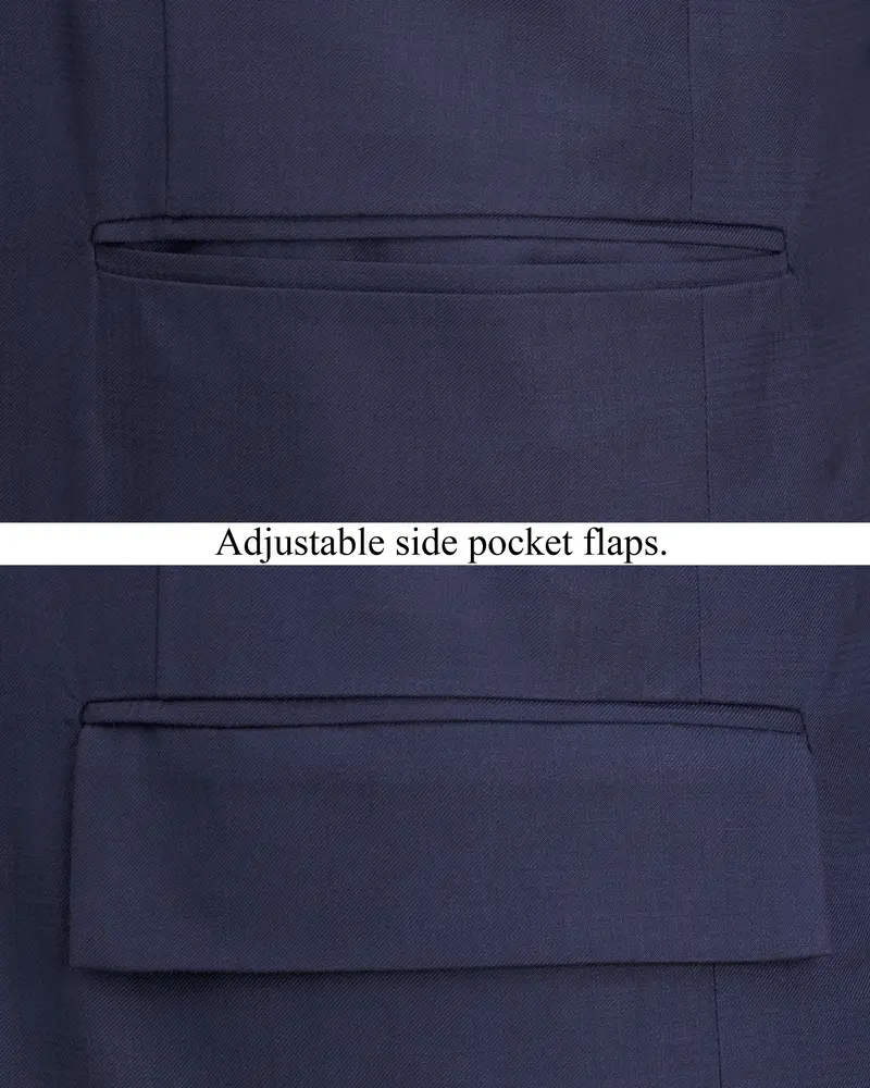 Tuna Blue Cross Placket Bandhgala Blazer 5