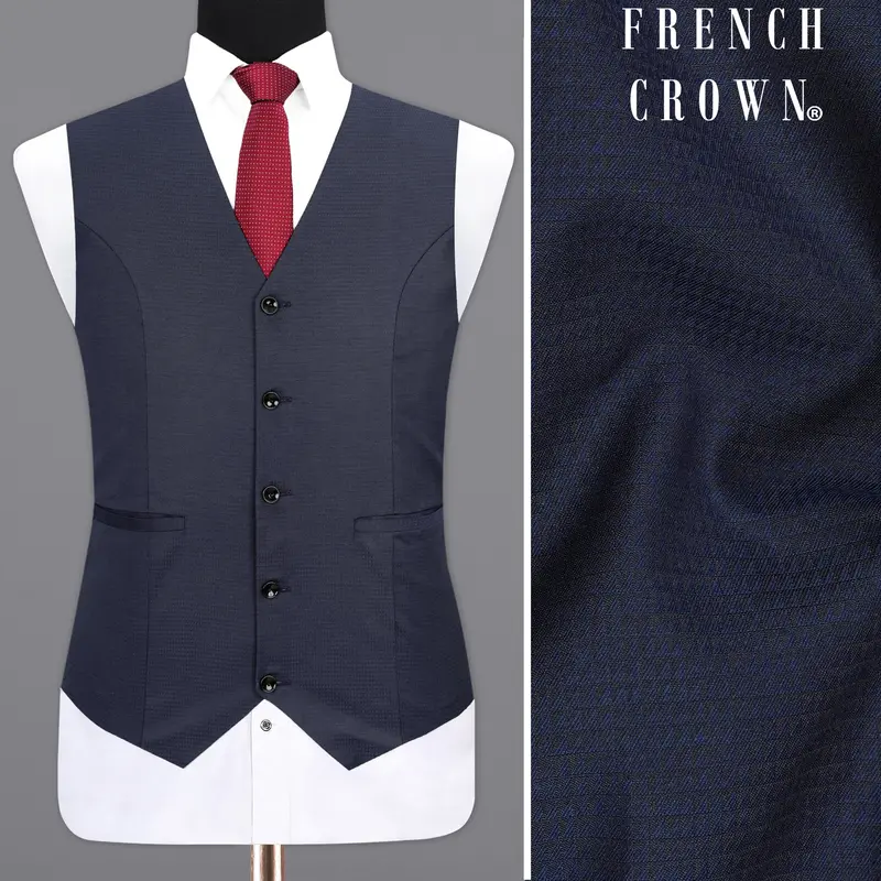 Tuna Blue Micro Triangle Textured Waistcoat 1